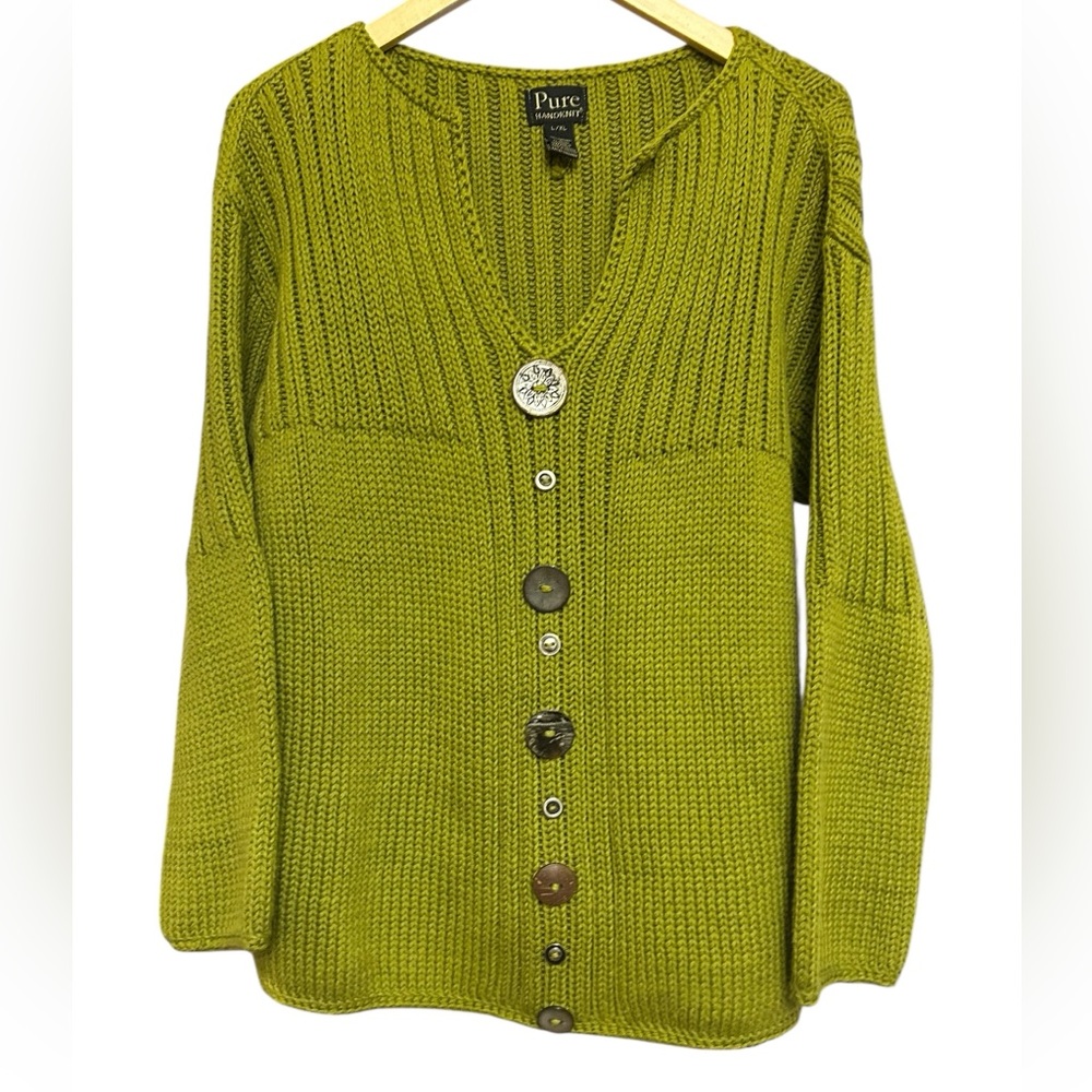PURE Handknit 100% Cotton Sweater 3/4 Sleeves